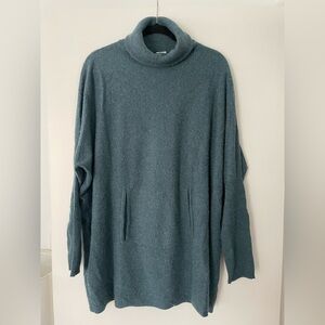 Garnet Hill Teal Oversized Turtleneck Sweater